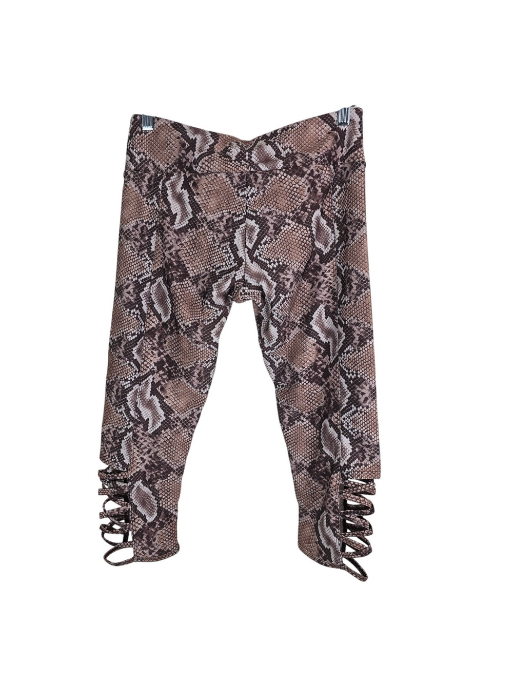Onzie Women's Active Wear Brown Snake Skin Crop Capri Athletic Leggings M/L